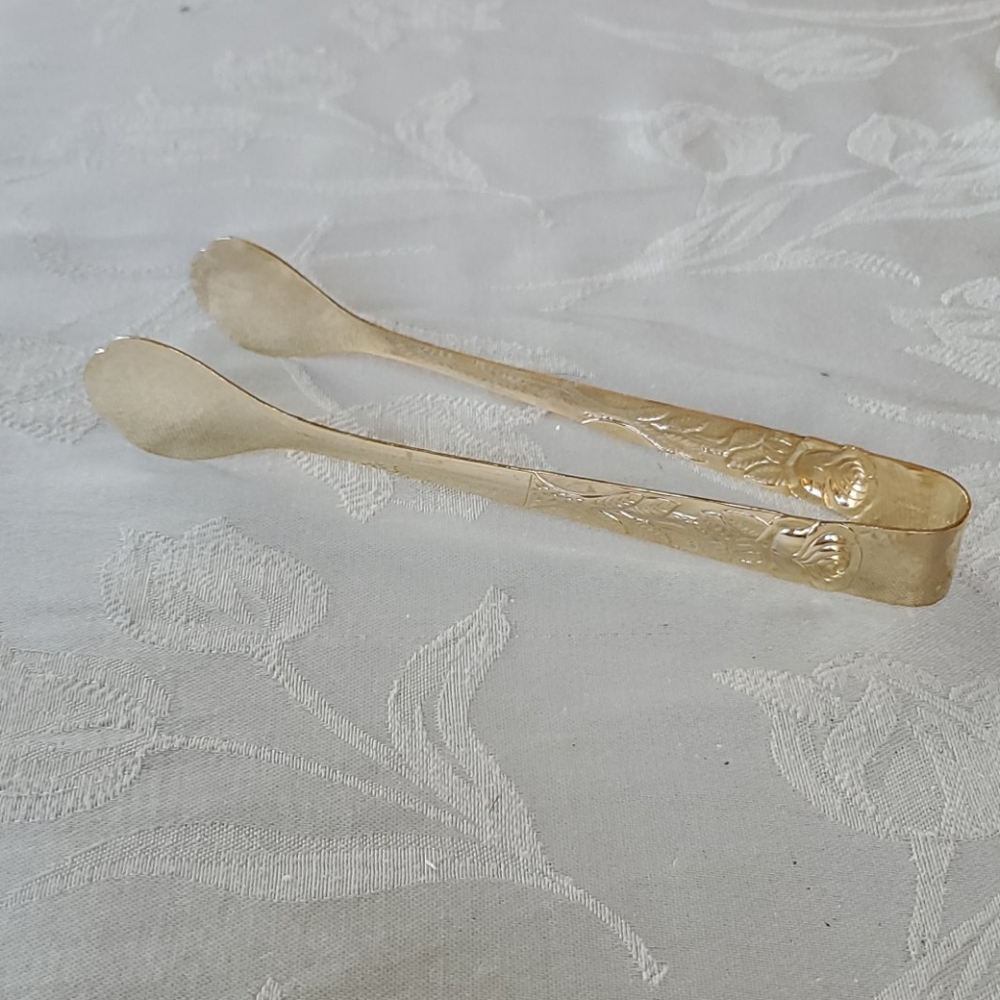Gold plated Sandwich Tongs, tea accessories - Picture 1 of 2